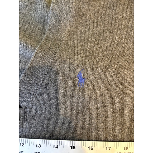 Polo Ralph Lauren Mens Gray 100% Lambswool V-Neck Button Cardigan Sweater Large - Picture 5 of 7